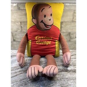 Vintage RARE Curious George Pillow Plush Home Works W/arms And Legs 18”x12”